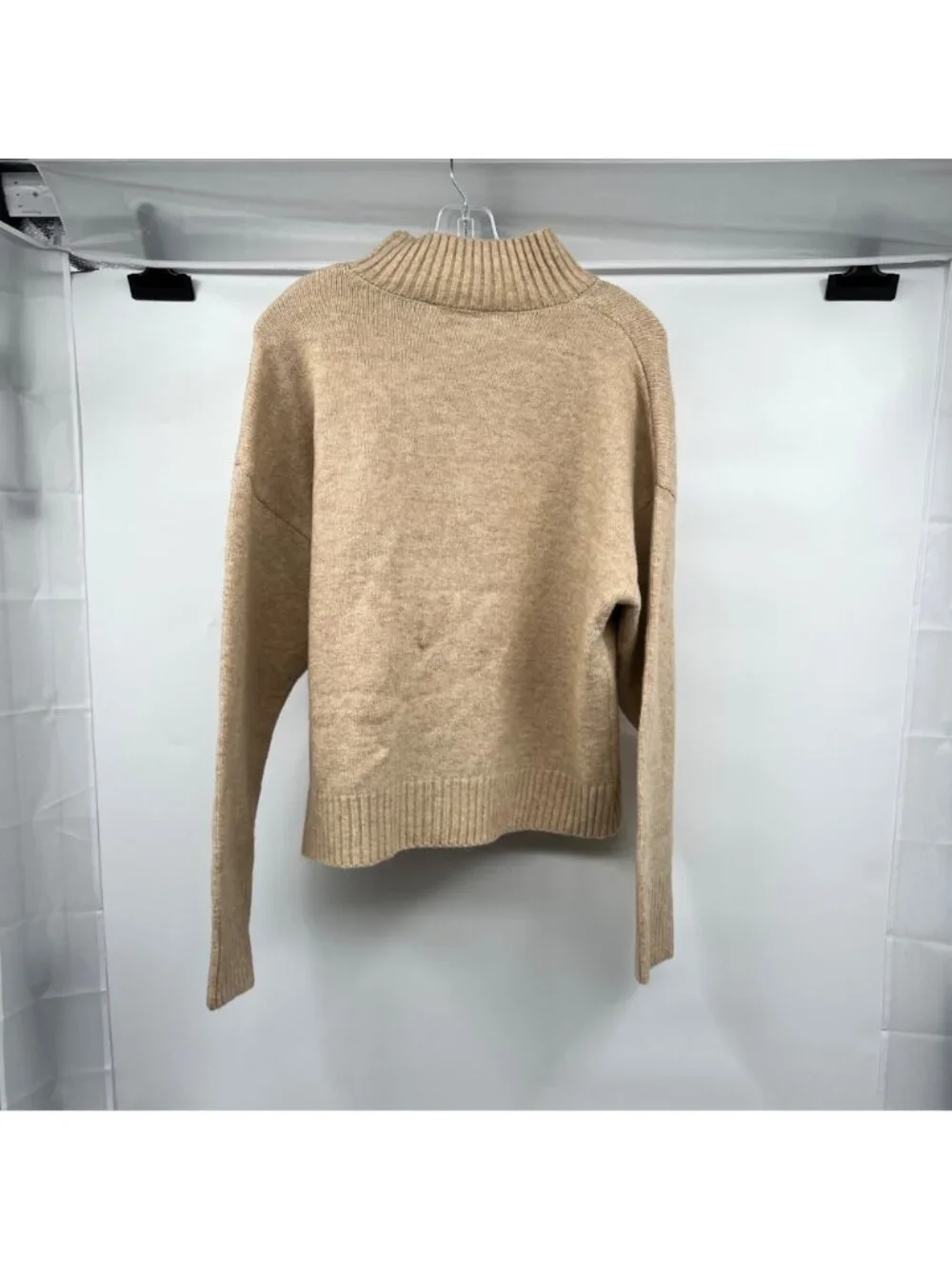 Double Zero Womens Knit Sweater Tan Mock Neck Size Large